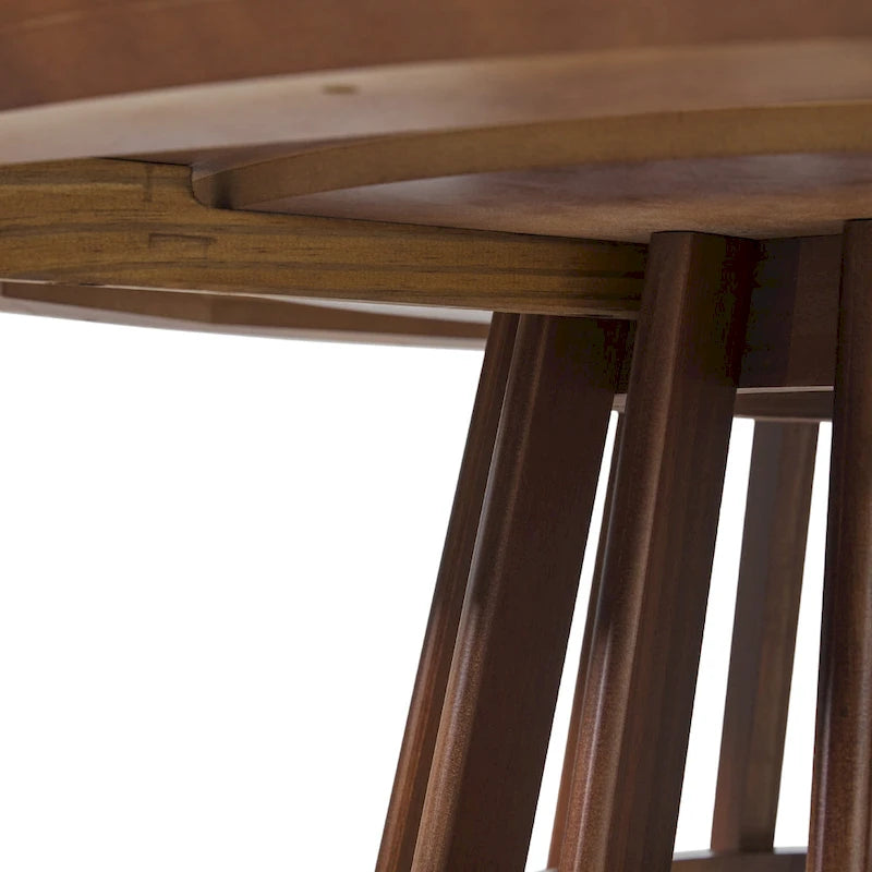 Table à manger ronde en bois à lattes de 48 pouces