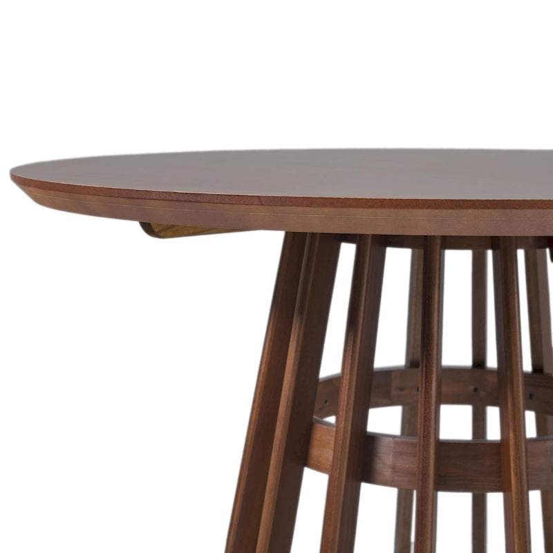 Table à manger ronde en bois à lattes de 48 pouces