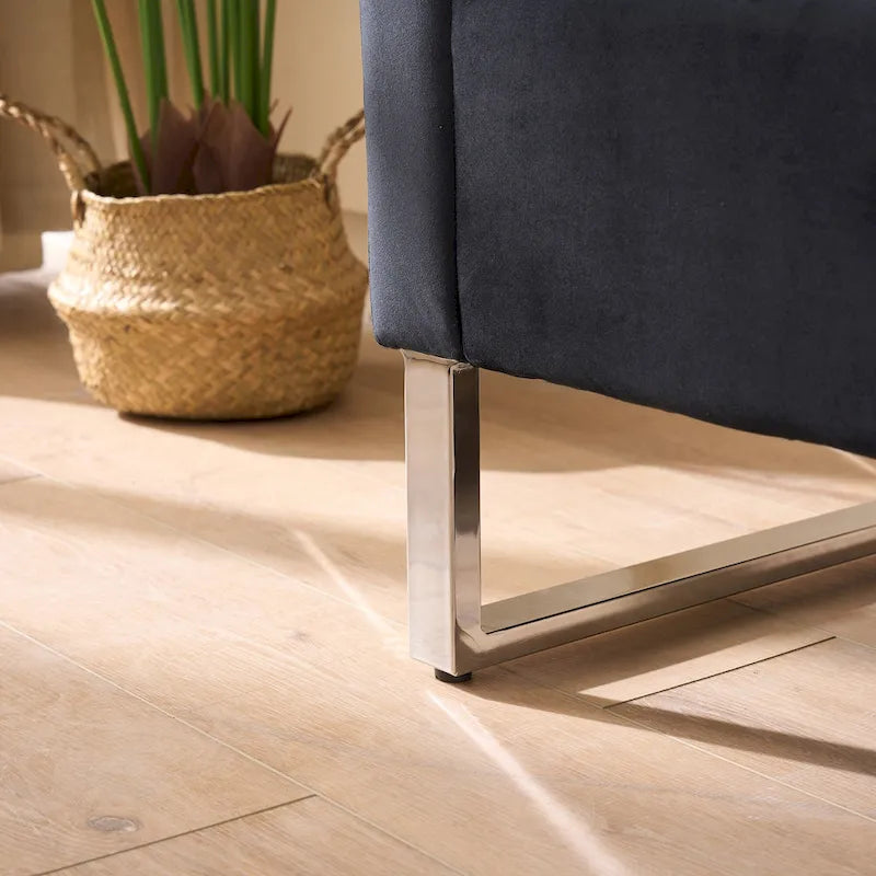 Banc de rangement en velours de 172,5 cm de large