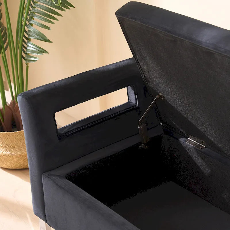 Banc de rangement en velours de 172,5 cm de large