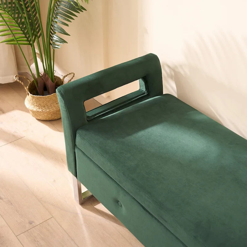 Banc de rangement en velours de 172,5 cm de large