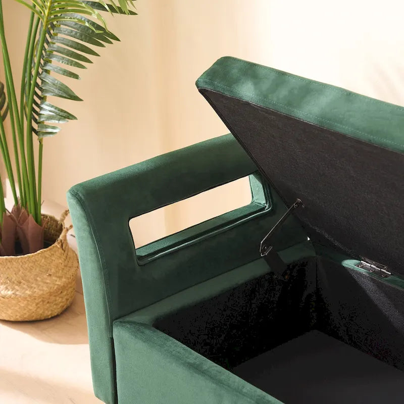 Banc de rangement en velours de 172,5 cm de large