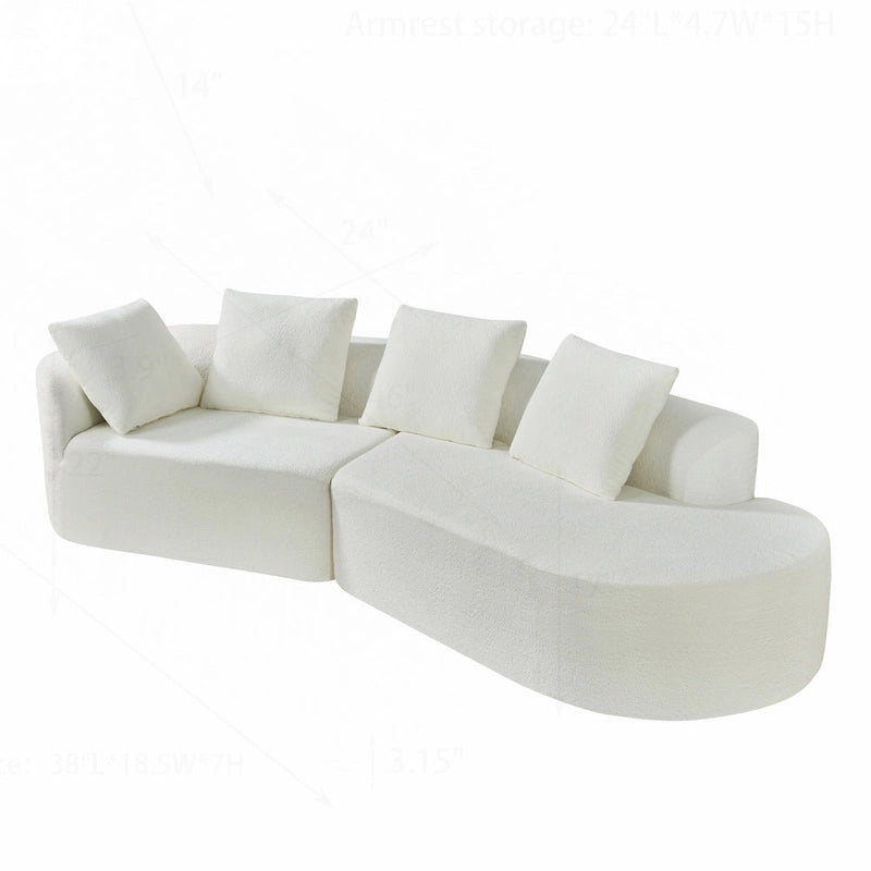 Canapé d'angle incurvé moderne avec revêtement de haute qualité et assise spacieuse