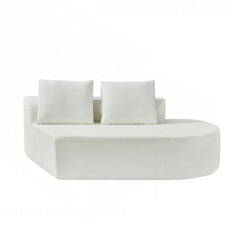 Canapé d'angle incurvé moderne avec revêtement de haute qualité et assise spacieuse