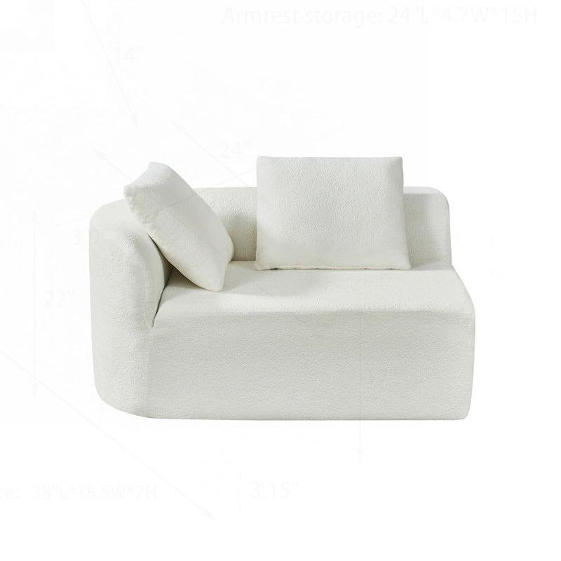 Canapé d'angle incurvé moderne avec revêtement de haute qualité et assise spacieuse