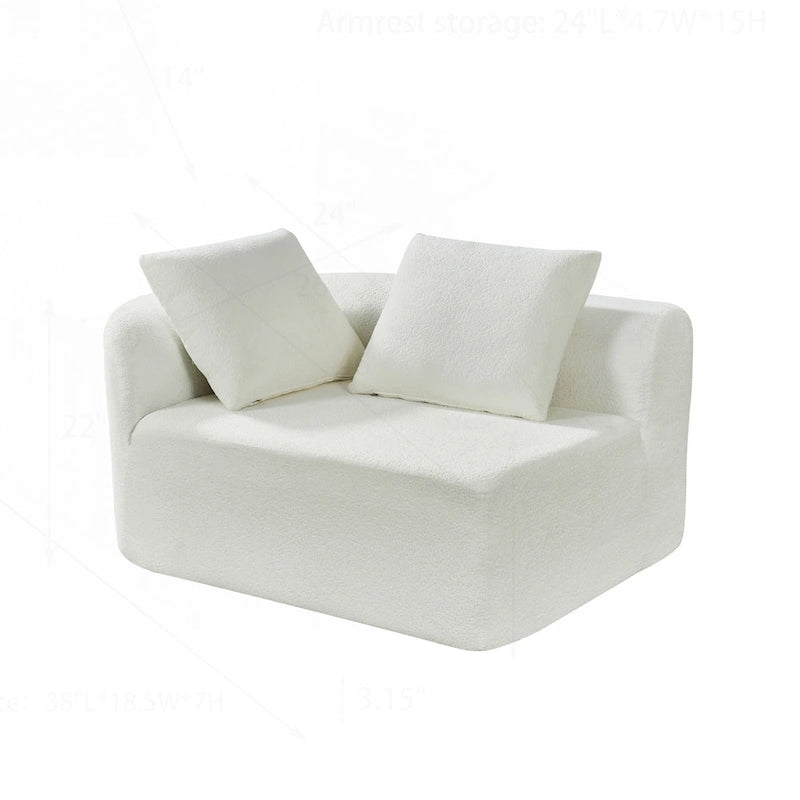 Canapé d'angle incurvé moderne avec revêtement de haute qualité et assise spacieuse
