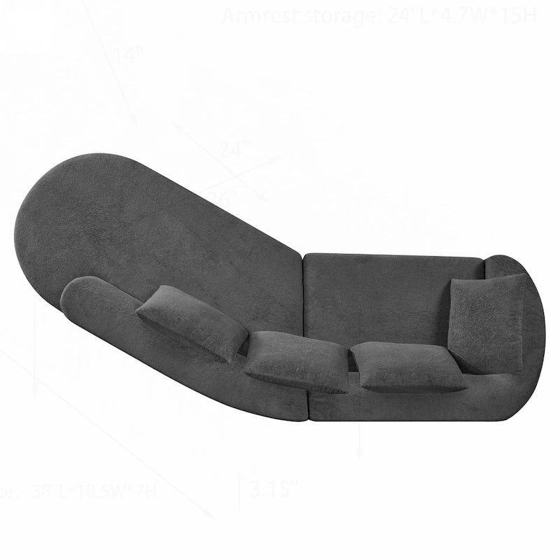 Canapé d'angle incurvé moderne avec revêtement de haute qualité et assise spacieuse