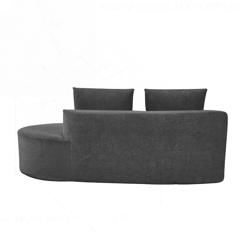 Canapé d'angle incurvé moderne avec revêtement de haute qualité et assise spacieuse