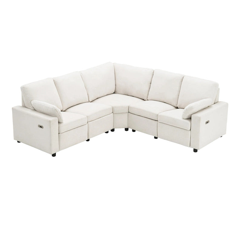 Canapé d'angle inclinable électrique avec 2 tiroirs de rangement et ports USB pour salon ou salle de cinéma maison