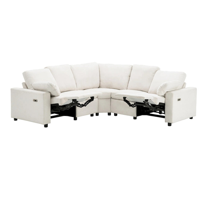 Canapé d'angle inclinable électrique avec 2 tiroirs de rangement et ports USB pour salon ou salle de cinéma maison