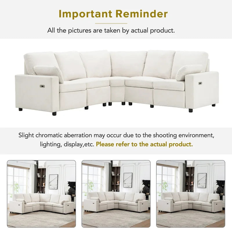 Canapé d'angle inclinable électrique avec 2 tiroirs de rangement et ports USB pour salon ou salle de cinéma maison