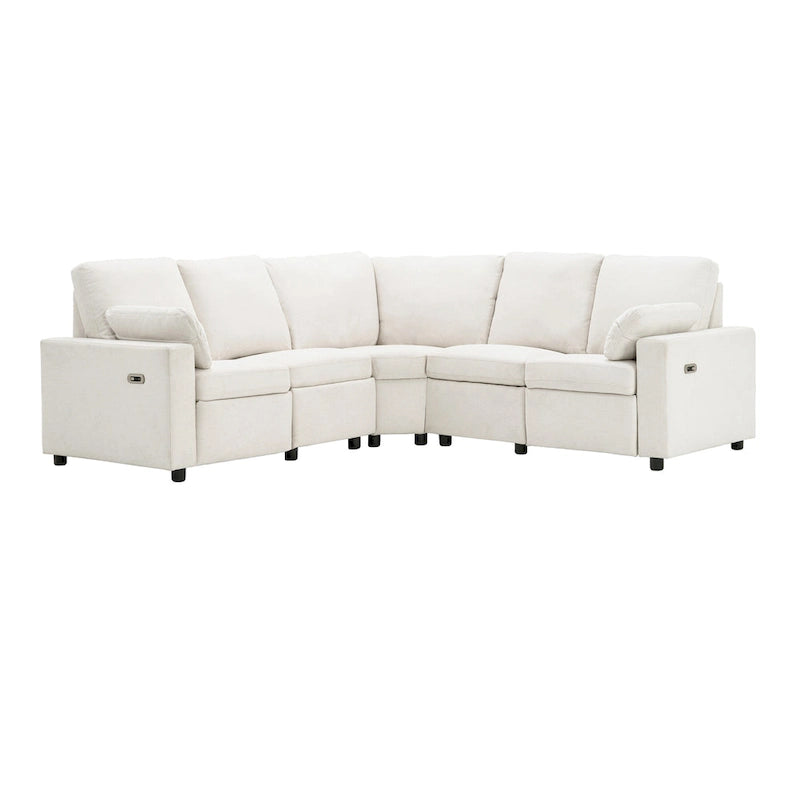 Canapé d'angle inclinable électrique avec 2 tiroirs de rangement et ports USB pour salon ou salle de cinéma maison