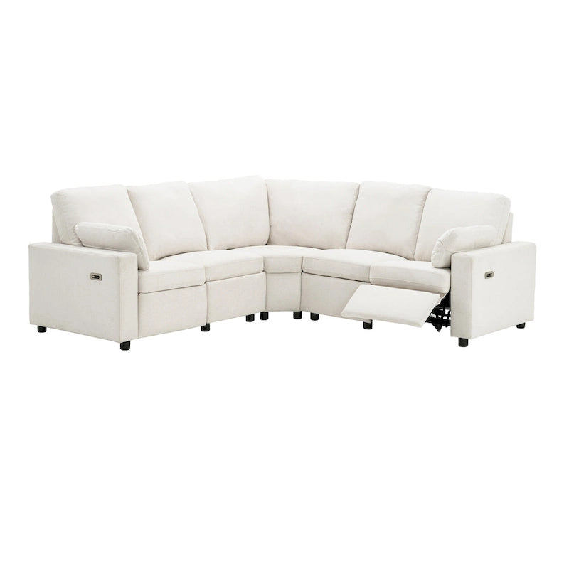 Canapé d'angle inclinable électrique avec 2 tiroirs de rangement et ports USB pour salon ou salle de cinéma maison