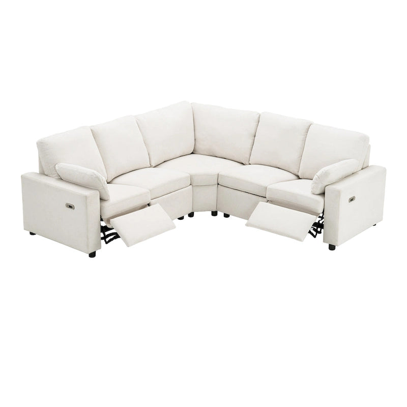 Canapé d'angle inclinable électrique avec 2 tiroirs de rangement et ports USB pour salon ou salle de cinéma maison
