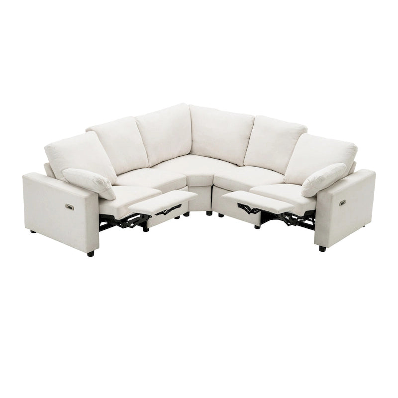 Canapé d'angle inclinable électrique avec 2 tiroirs de rangement et ports USB pour salon ou salle de cinéma maison