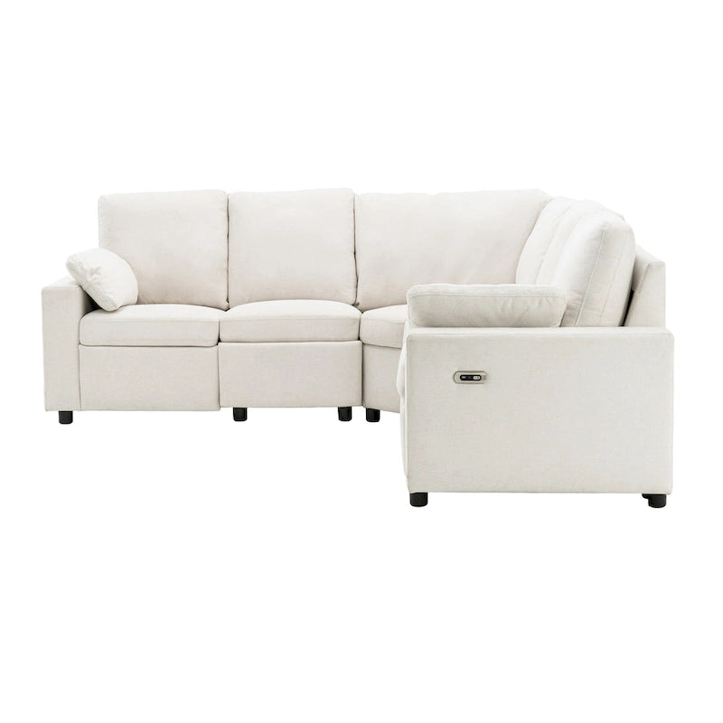Canapé d'angle inclinable électrique avec 2 tiroirs de rangement et ports USB pour salon ou salle de cinéma maison