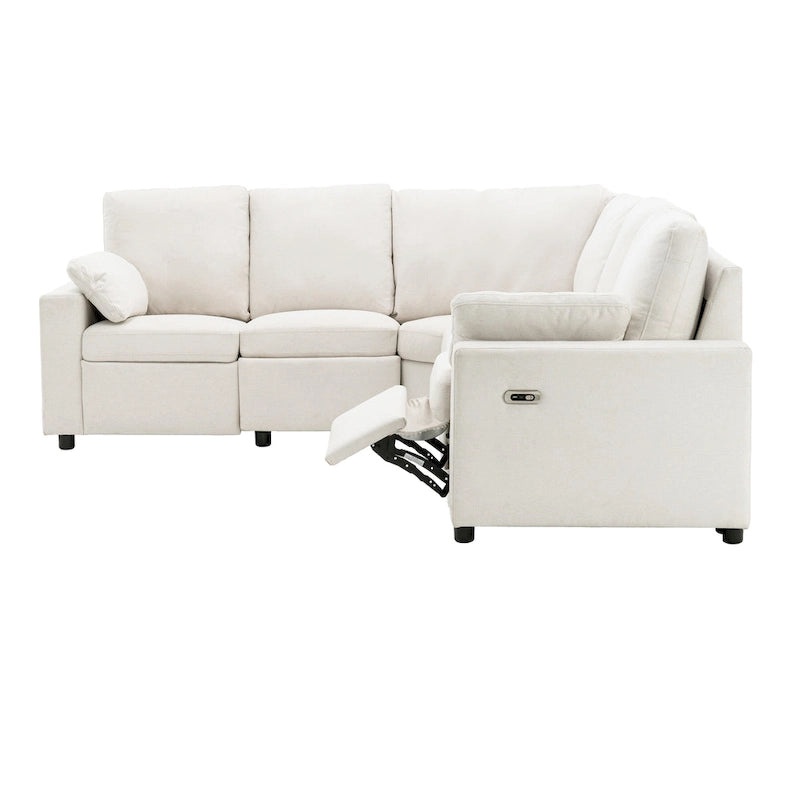Canapé d'angle inclinable électrique avec 2 tiroirs de rangement et ports USB pour salon ou salle de cinéma maison