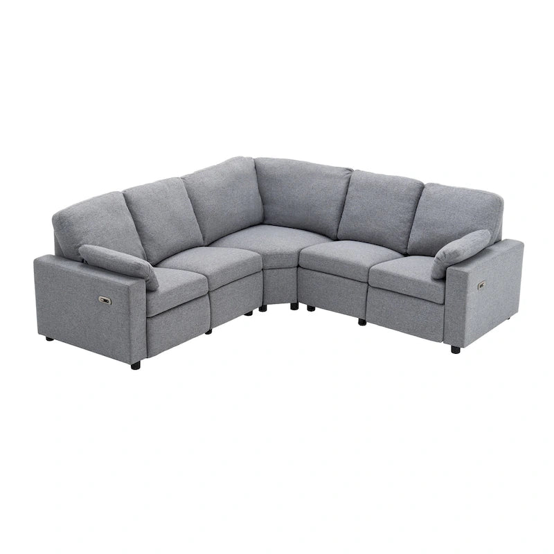 Canapé d'angle inclinable électrique avec 2 tiroirs de rangement et ports USB pour salon ou salle de cinéma maison