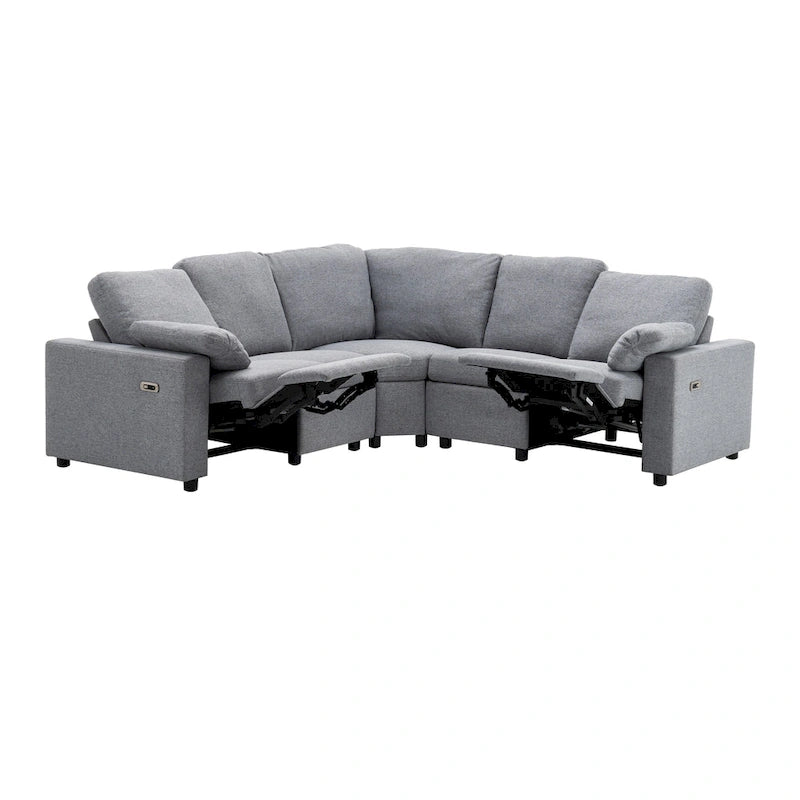 Canapé d'angle inclinable électrique avec 2 tiroirs de rangement et ports USB pour salon ou salle de cinéma maison