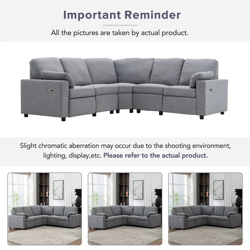 Canapé d'angle inclinable électrique avec 2 tiroirs de rangement et ports USB pour salon ou salle de cinéma maison