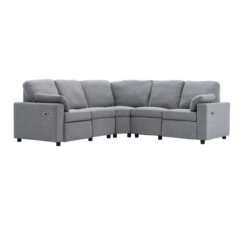Canapé d'angle inclinable électrique avec 2 tiroirs de rangement et ports USB pour salon ou salle de cinéma maison