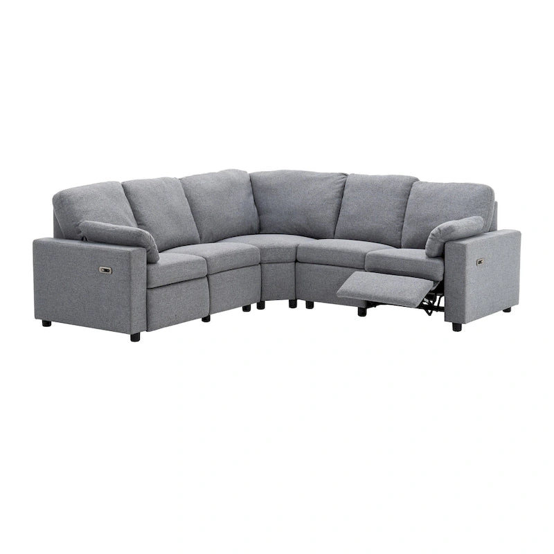 Canapé d'angle inclinable électrique avec 2 tiroirs de rangement et ports USB pour salon ou salle de cinéma maison