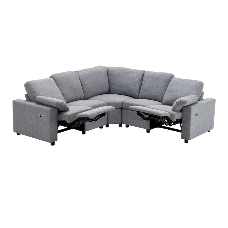 Canapé d'angle inclinable électrique avec 2 tiroirs de rangement et ports USB pour salon ou salle de cinéma maison