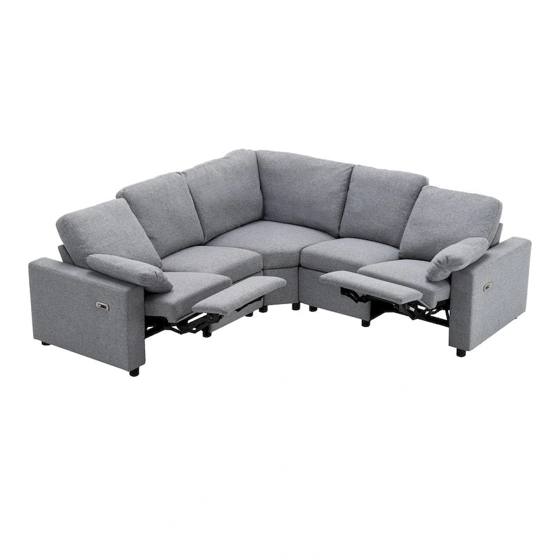 Canapé d'angle inclinable électrique avec 2 tiroirs de rangement et ports USB pour salon ou salle de cinéma maison