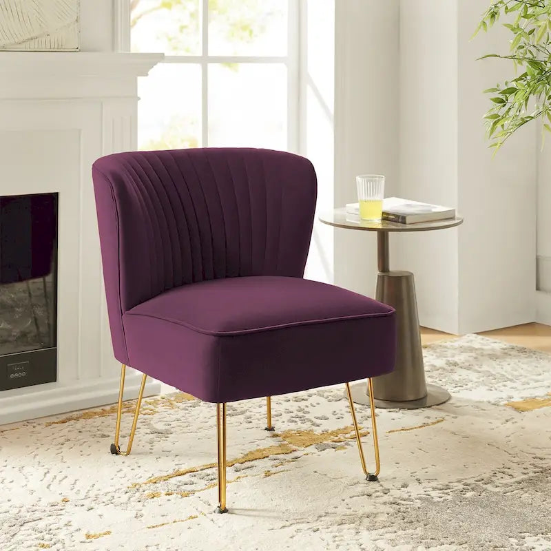 Chaise d'appoint moderne rembourrée en velours