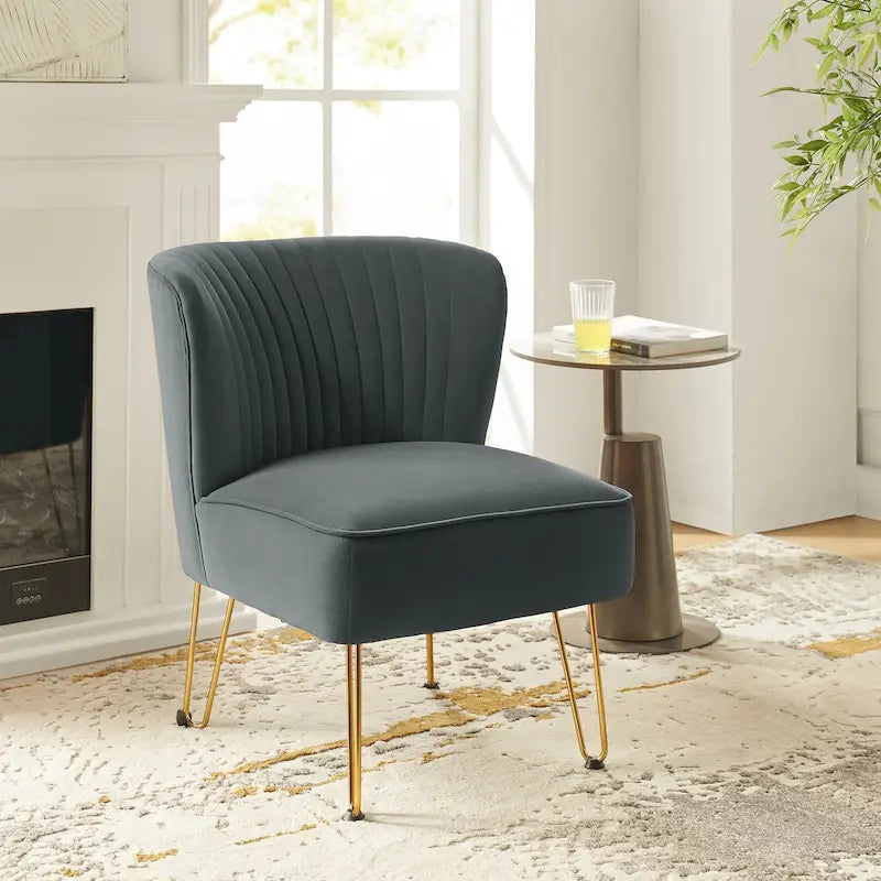 Chaise d'appoint moderne rembourrée en velours