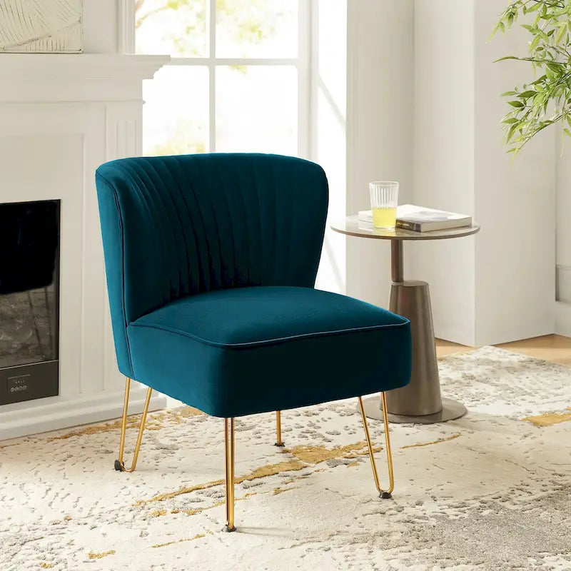 Chaise d'appoint moderne rembourrée en velours