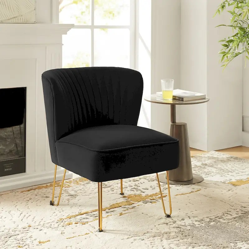 Chaise d'appoint moderne rembourrée en velours