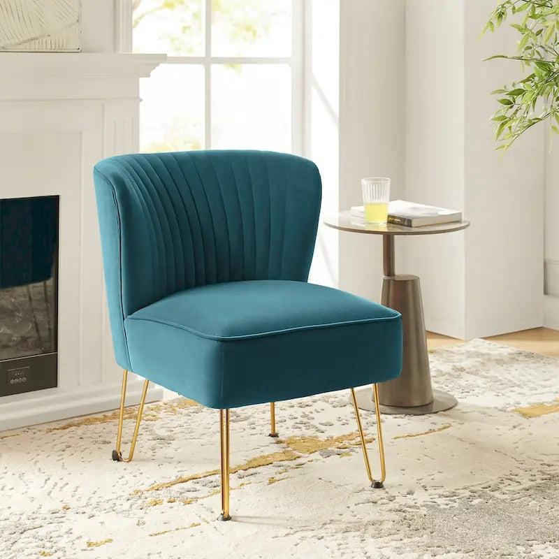 Chaise d'appoint moderne rembourrée en velours