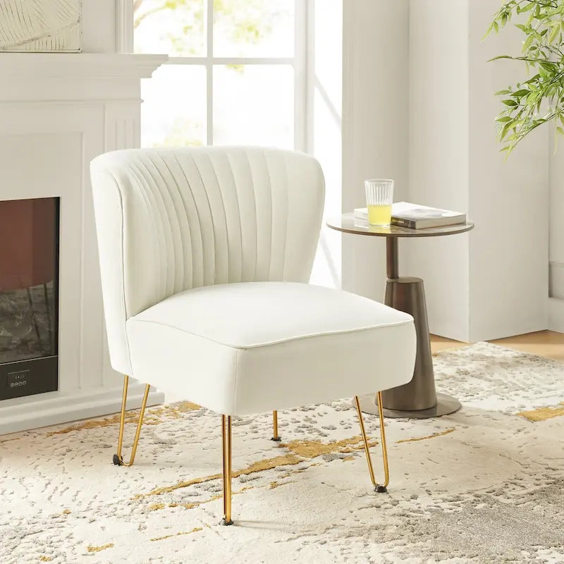 Chaise d'appoint moderne rembourrée en velours