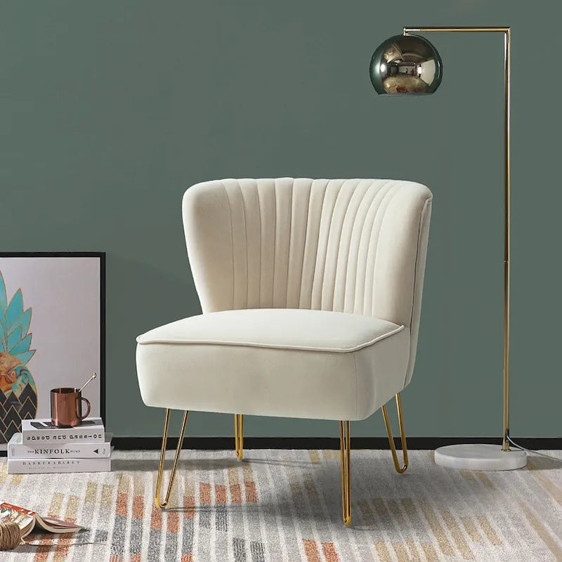 Chaise d'appoint moderne rembourrée en velours