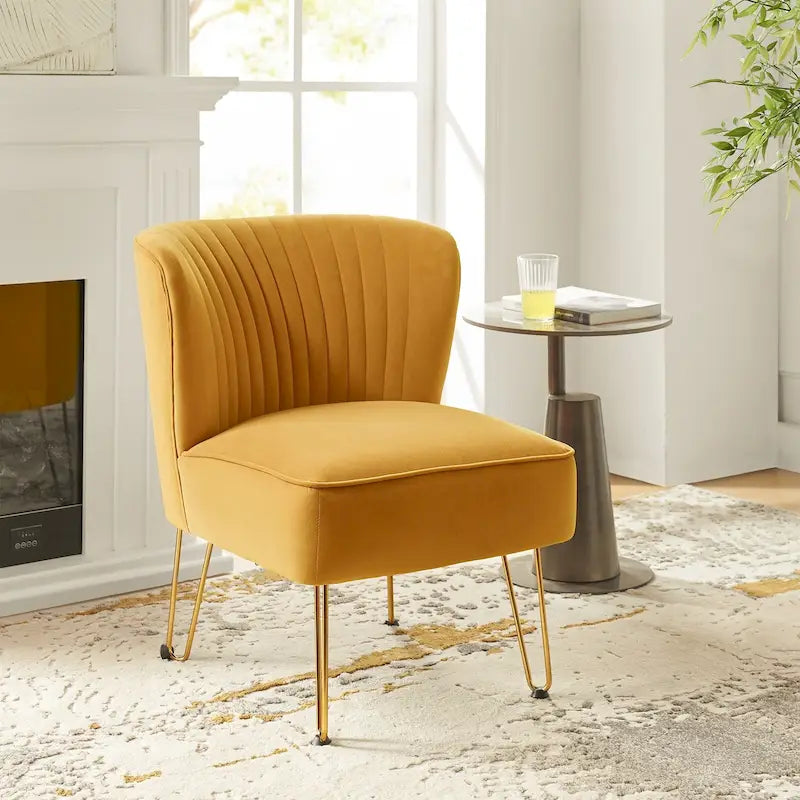 Chaise d'appoint moderne rembourrée en velours