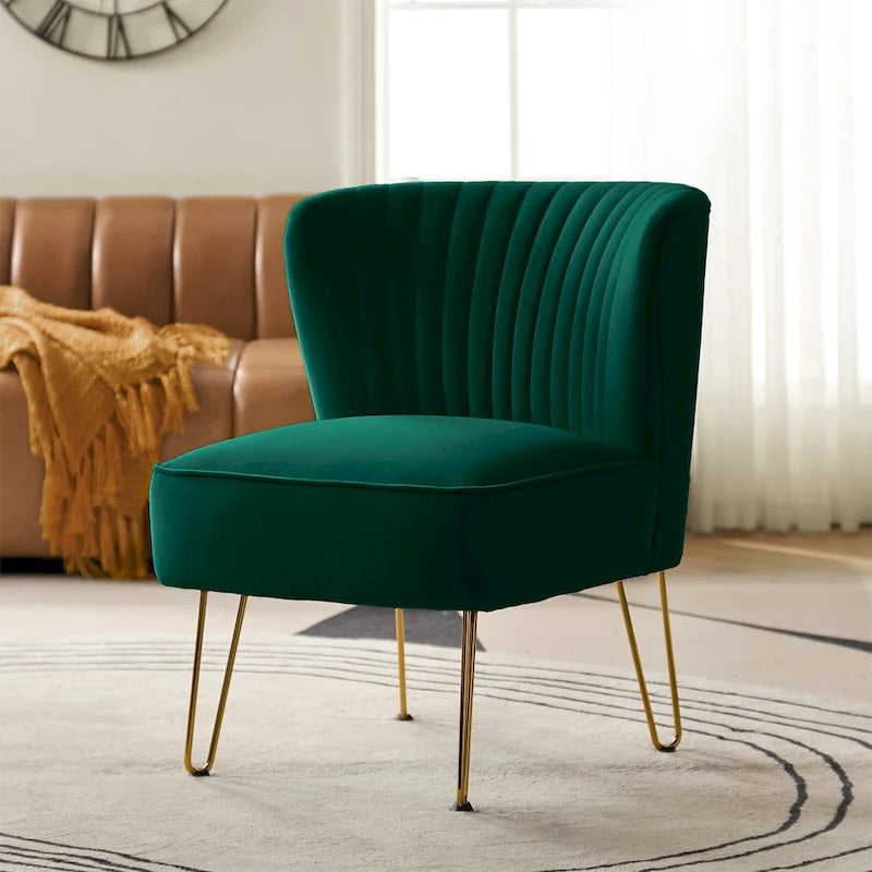 Chaise d'appoint moderne rembourrée en velours