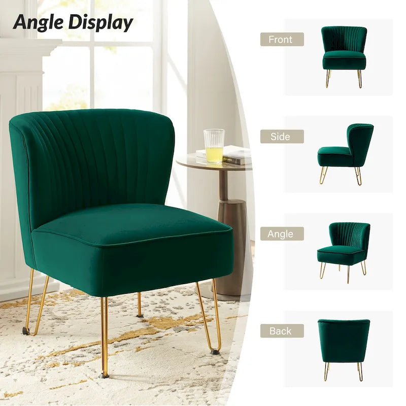 Chaise d'appoint moderne rembourrée en velours