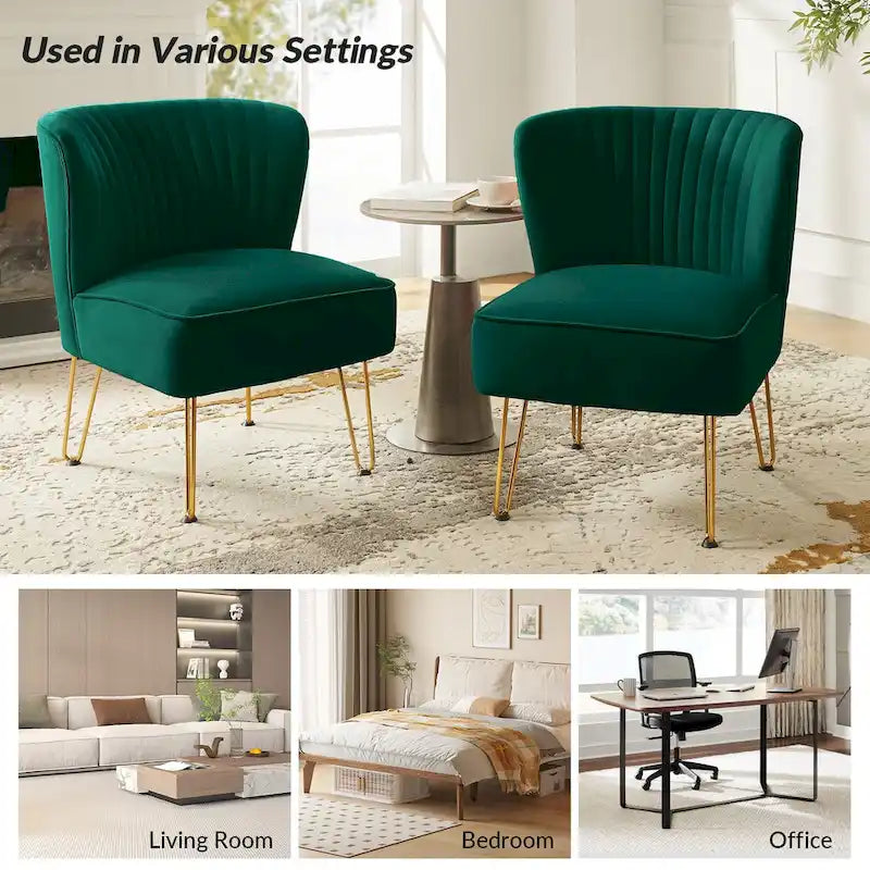 Chaise d'appoint moderne rembourrée en velours