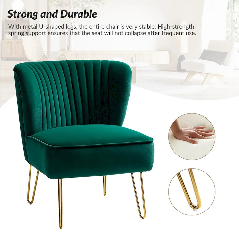 Chaise d'appoint moderne rembourrée en velours