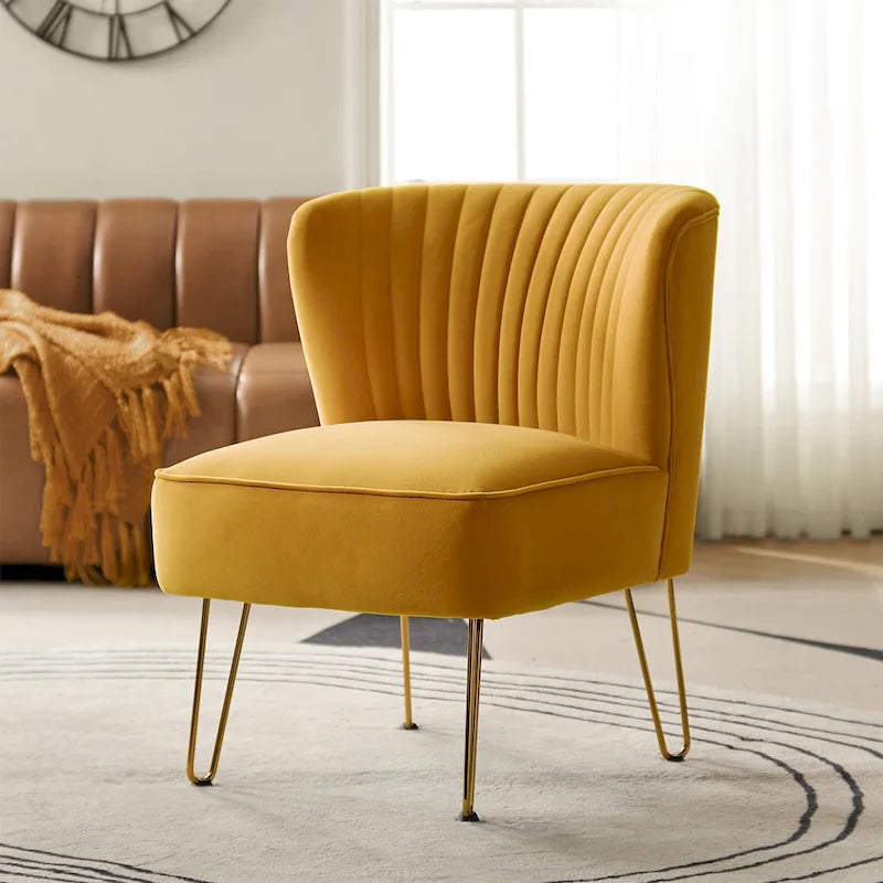 Chaise d'appoint moderne rembourrée en velours