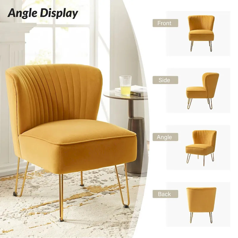 Chaise d'appoint moderne rembourrée en velours