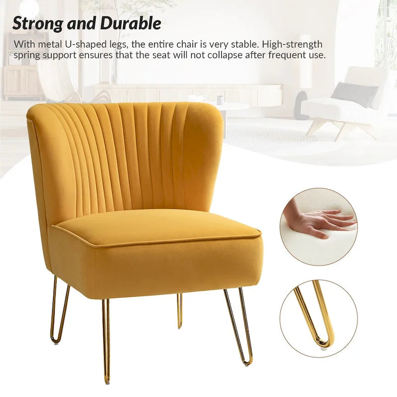Chaise d'appoint moderne rembourrée en velours