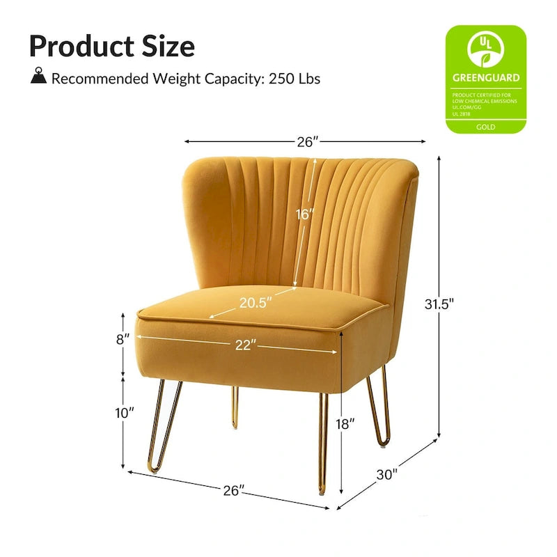 Chaise d'appoint moderne rembourrée en velours
