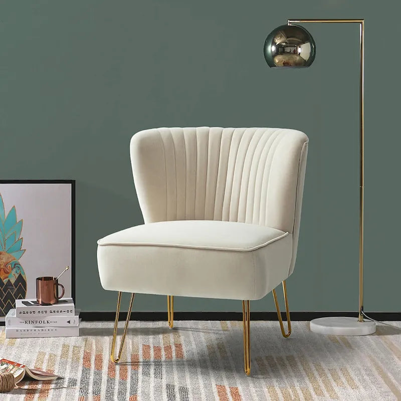 Chaise d'appoint moderne rembourrée en velours