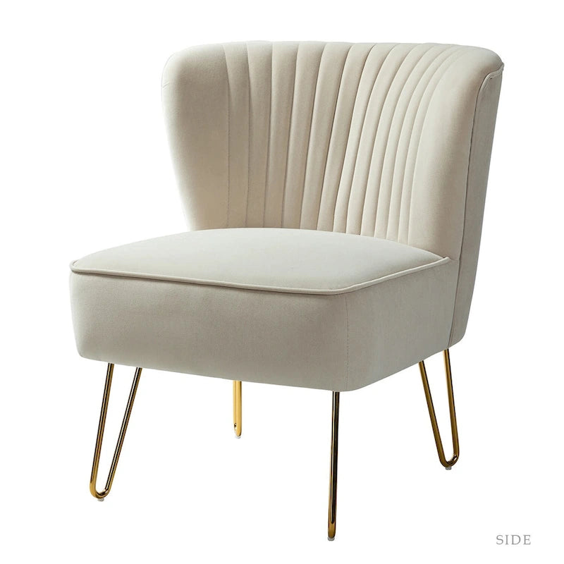 Chaise d'appoint moderne rembourrée en velours