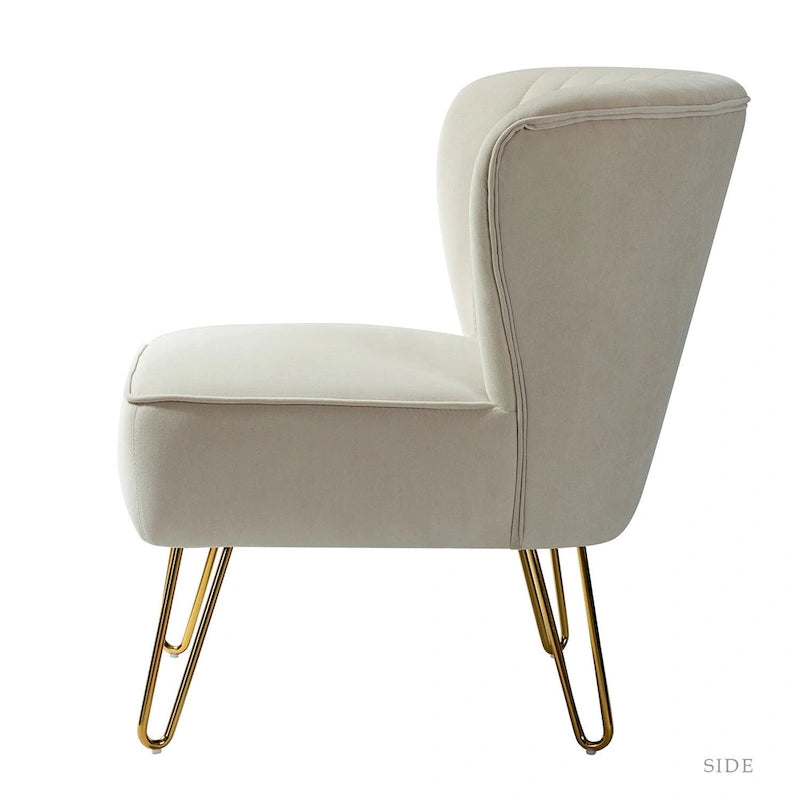 Chaise d'appoint moderne rembourrée en velours