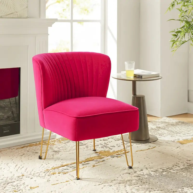 Chaise d'appoint moderne rembourrée en velours