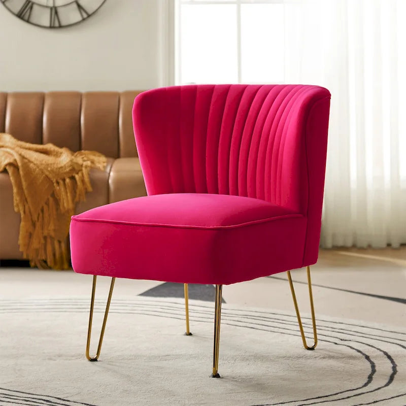 Chaise d'appoint moderne rembourrée en velours