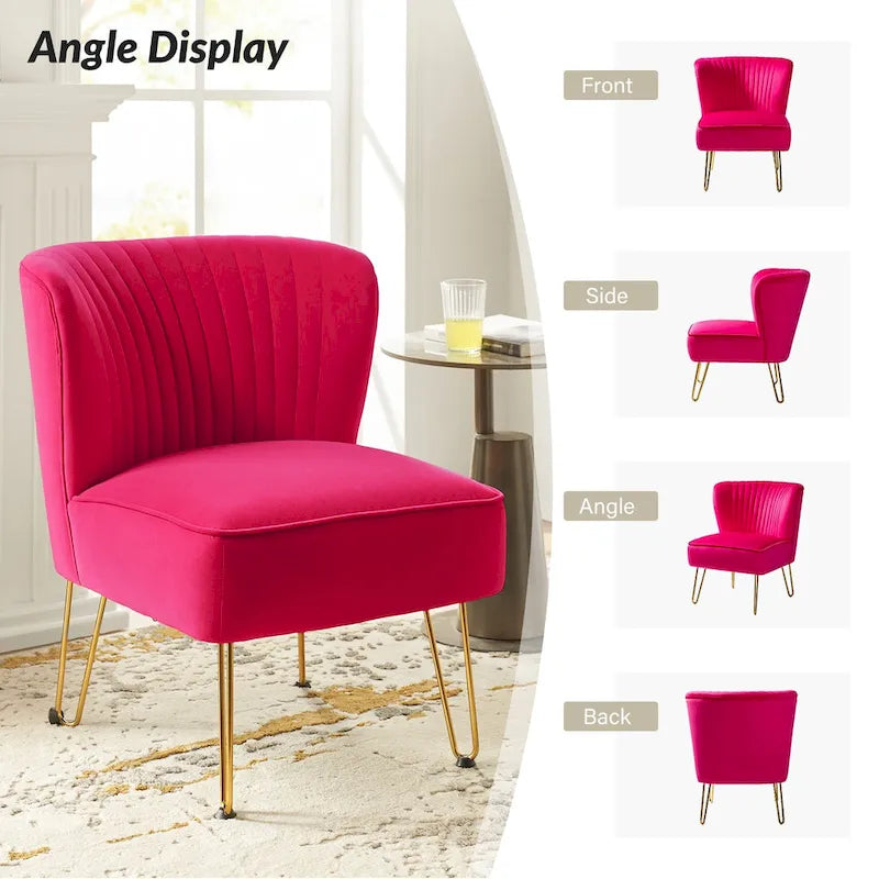 Chaise d'appoint moderne rembourrée en velours